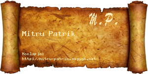 Mitru Patrik névjegykártya